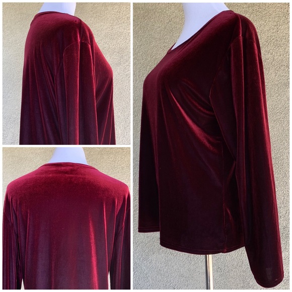 🔥5/$20🔥 Wine Velvet Stretch Top - Picture 2 of 7
